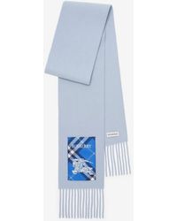 Burberry - Narrow Check Label Cashmere Scarf - Lyst