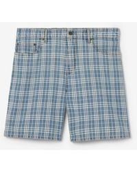 Burberry - Check Denim Shorts - Lyst