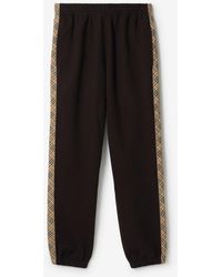 Burberry - Check Trim Cotton Jogging Pants - Lyst
