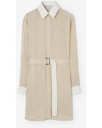 Burberry - Striped Silk Poplin Shirt Dress - Lyst