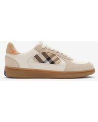 Burberry - Leather, Suede And Check Terrace Sneakers - Lyst
