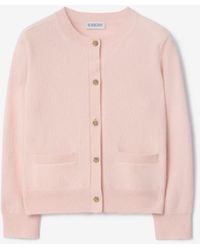 Burberry - Childrens Check Patch Wool Cashmere Cardigan - Lyst