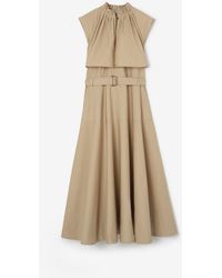 Burberry - Cotton Poplin Midi Dress - Lyst