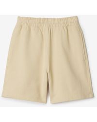 Burberry - Check Label Cotton Shorts - Lyst