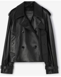 Burberry - Cropped Leather Mayfair Trench Jacket - Lyst
