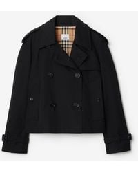 Burberry - Cropped Gabardine Trench Jacket - Lyst