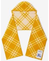 Burberry - Check Wool Hooded Scarf - Lyst