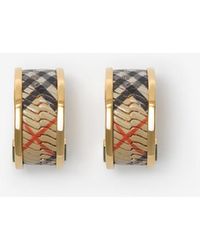 Burberry - Check Print Hoop Earrings - Lyst