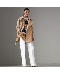 Burberry Exaggerated Collar Cotton Gabardine Trench Coat - Multicolour