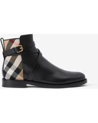 Burberry - House Check Canvas & Leather Bootie - Lyst