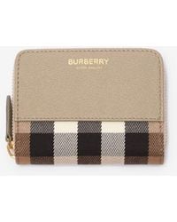 Burberry - Small Check And Leather Zip Wallet - Lyst