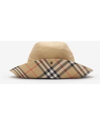 Burberry - Check Brim Gabardine Hat - Lyst