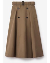Burberry - Gabardine Trench Midi Skirt - Lyst