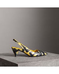 Burberry Graffiti Print Leather Slingback Pumps - Multicolour