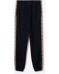 Burberry - Check Trim Cotton Jogging Pants - Lyst