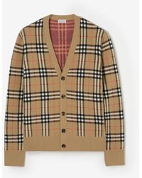 Burberry - Check Cotton Wool Cardigan - Lyst