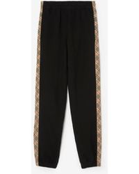 Burberry - Check Trim Cotton Jogging Pants - Lyst