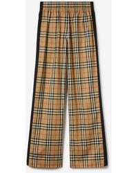 Burberry - Check Stretch Cotton Trousers - Lyst