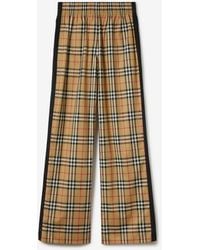 Burberry - Check Stretch Cotton Trousers - Lyst