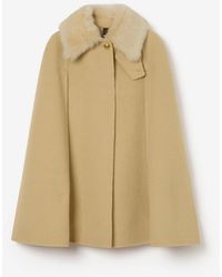 Burberry - Shearling Collar Cashmere Cape - Lyst