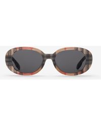 Burberry - Check Oval Sunglasses - Lyst