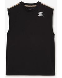 Burberry - Check Trim Jersey Tank Top - Lyst