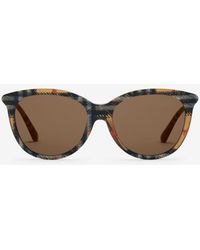 Burberry - Tubular Check Round Sunglasses - Lyst