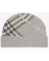 Burberry - Check Cashmere Blend Beanie - Lyst