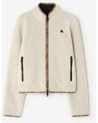 Burberry - Cropped Wool Cashmere Blend Fleece Jacket - Lyst