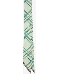 Burberry - Skinny Reversible Check Silk Scarf - Lyst