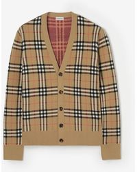 Burberry - Check Cotton Wool Cardigan - Lyst