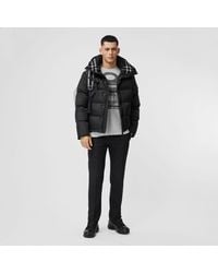 Burberry Men's Lockwell Quilted Puffer Jacket W/ Signature Check Trim - Black