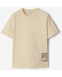 Burberry - Check Label Cotton T-Shirt - Lyst