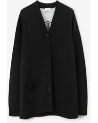 Burberry - Chequered Crest Oversized Cardigan - Lyst