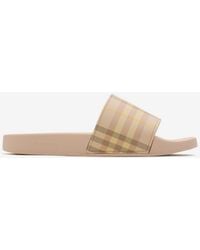 Burberry - Check Slides - Lyst