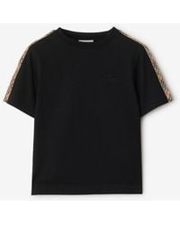 Burberry - Childrens Check Trim Cotton T-Shirt - Lyst