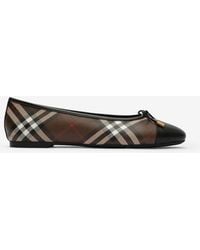 Burberry - Check Canvas Highgate Ballerinas - Lyst