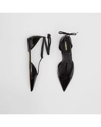 Burberry Snakeskin And Leather Point-toe Ballerinas - Black