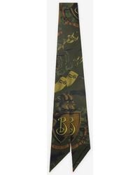 Burberry - Skinny Reversible Etched Knight Silk Scarf - Lyst