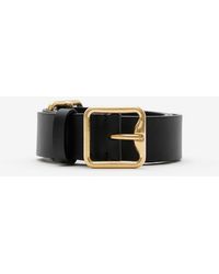 Belts Burberry - Black leather belt with silver metal buckle - 8053317