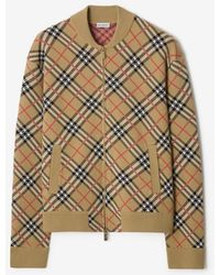 Burberry - Check Cotton Wool Bomber Jacket - Lyst