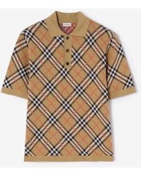 Burberry - Check Cotton Blend Polo Shirt - Lyst