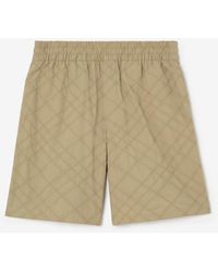 Burberry - Check Embroidered Cotton Shorts - Lyst
