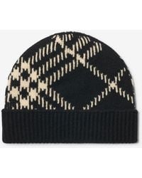 Burberry - Check Cashmere Blend Beanie - Lyst