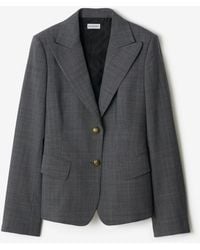 Burberry - Check Wool Tailored Jacket - Lyst