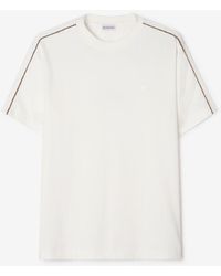 Burberry - Check Piping Cotton T-Shirt - Lyst