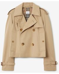 Burberry - Gabardine Cropped Trench Coat - Lyst