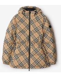 Burberry - Check Nylon Hooded Puffer Jacket - Lyst