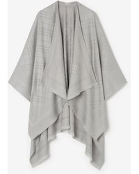 Burberry - Check Wool Cashmere Cape - Lyst