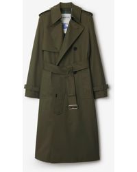 Burberry - Long Cotton Blend Trench Coat - Lyst